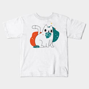 Cat Eating Monstera Kids T-Shirt